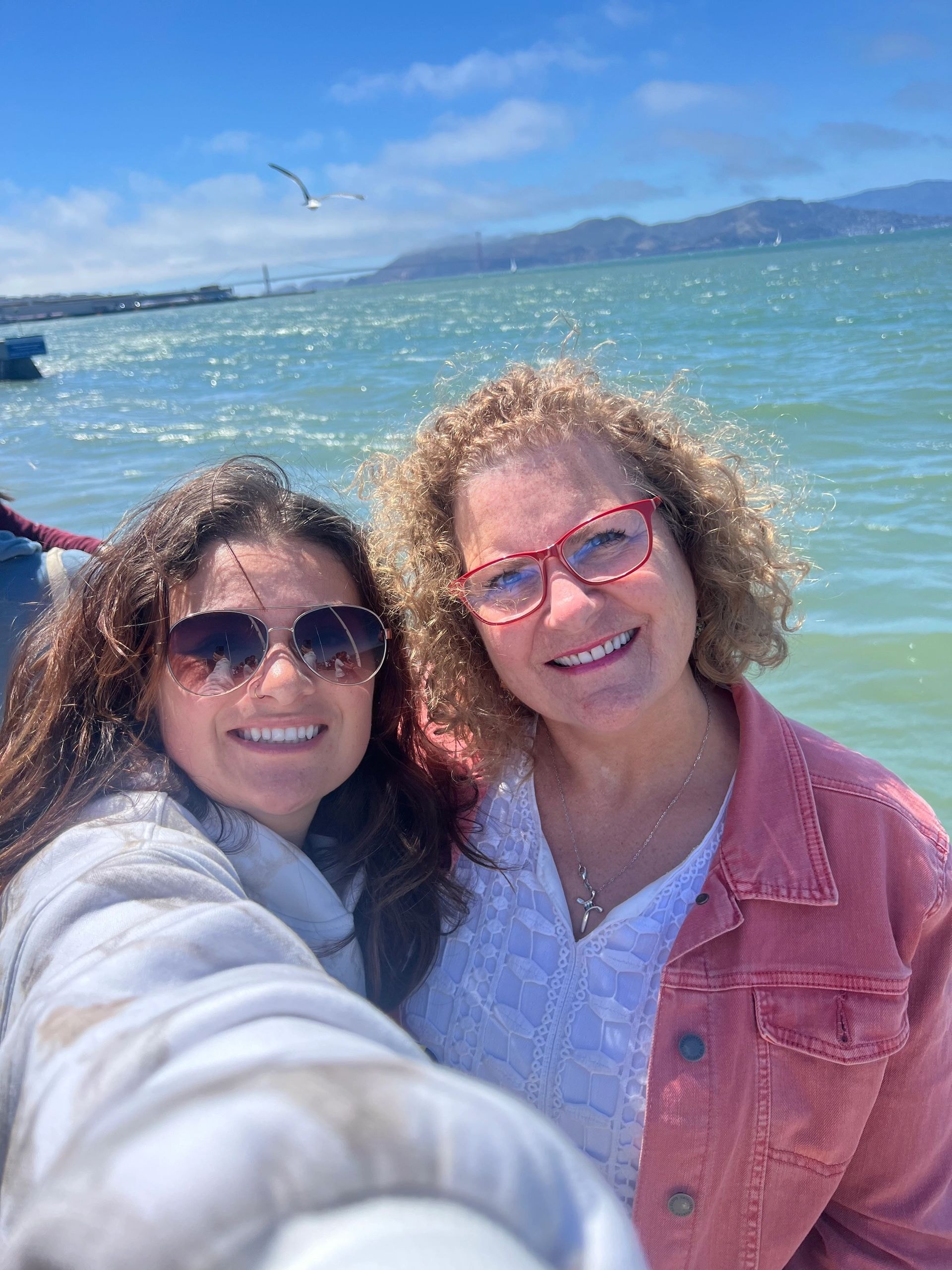 Lia and Emily selfie at the waterfront